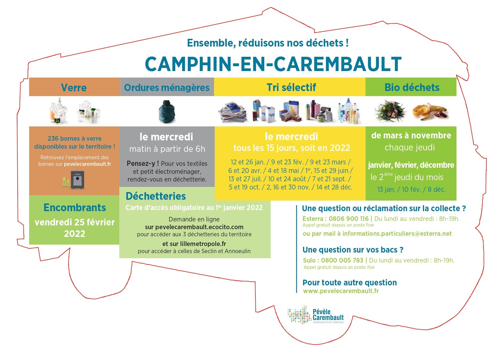 Le calendrier de collecte des déchets de la Pévèle Carembault